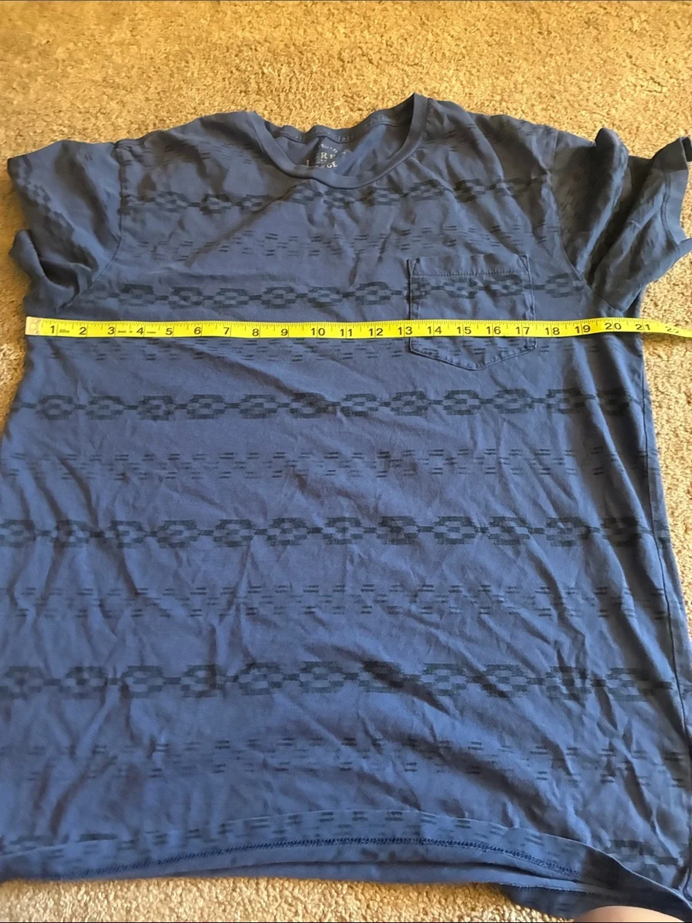 J.Crew Men's Washed Cotton Aztec/Southwestern Geometric Pattern Pocket T-Shirt L